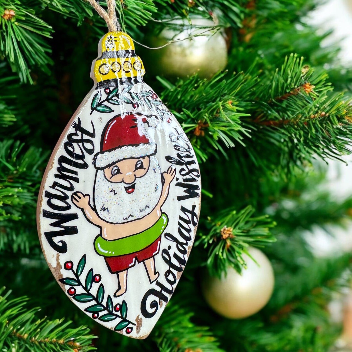 Warmest Holiday Wishes Ornament – Santa’s On Vacation! 🎅🌴