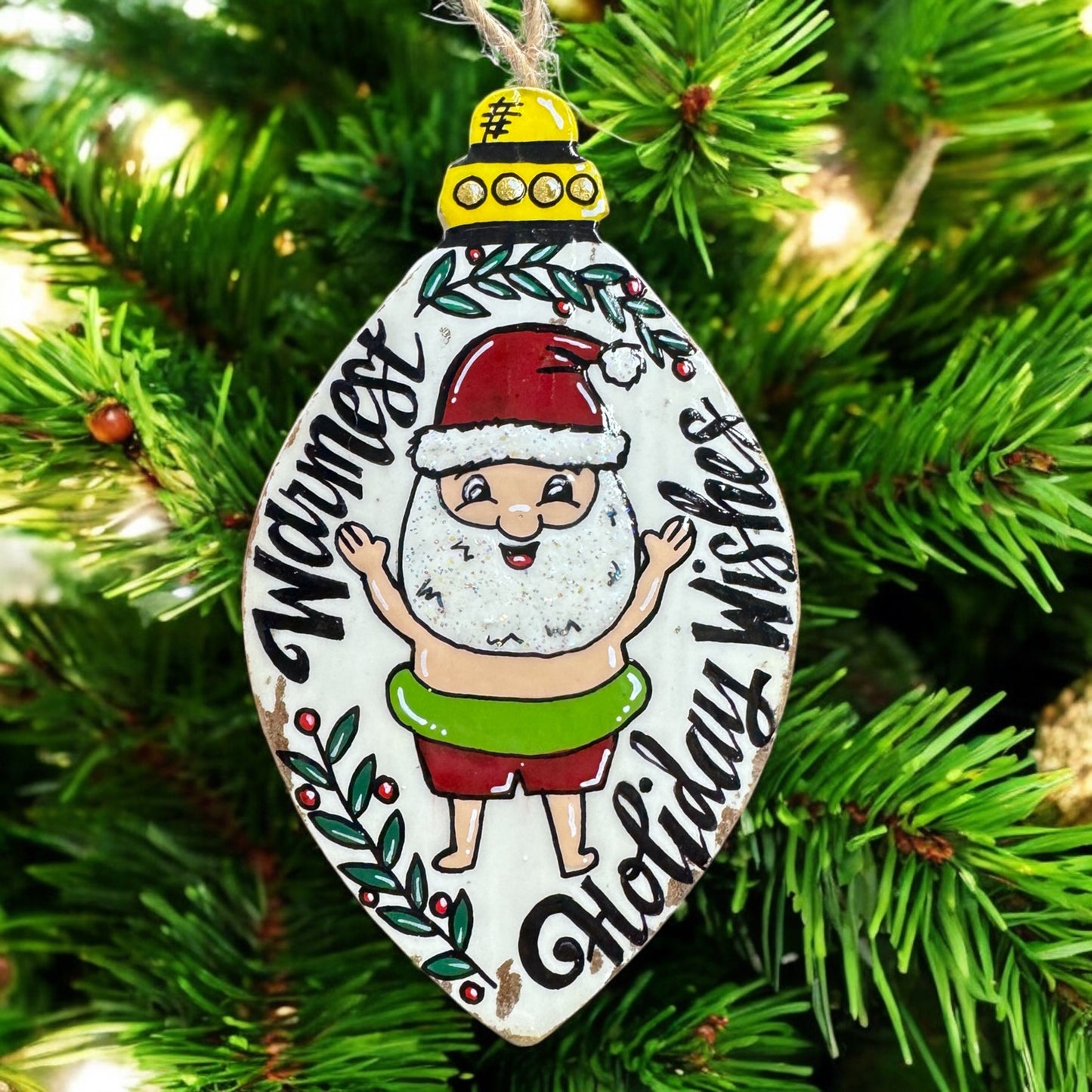 Warmest Holiday Wishes Ornament – Santa’s On Vacation! 🎅🌴