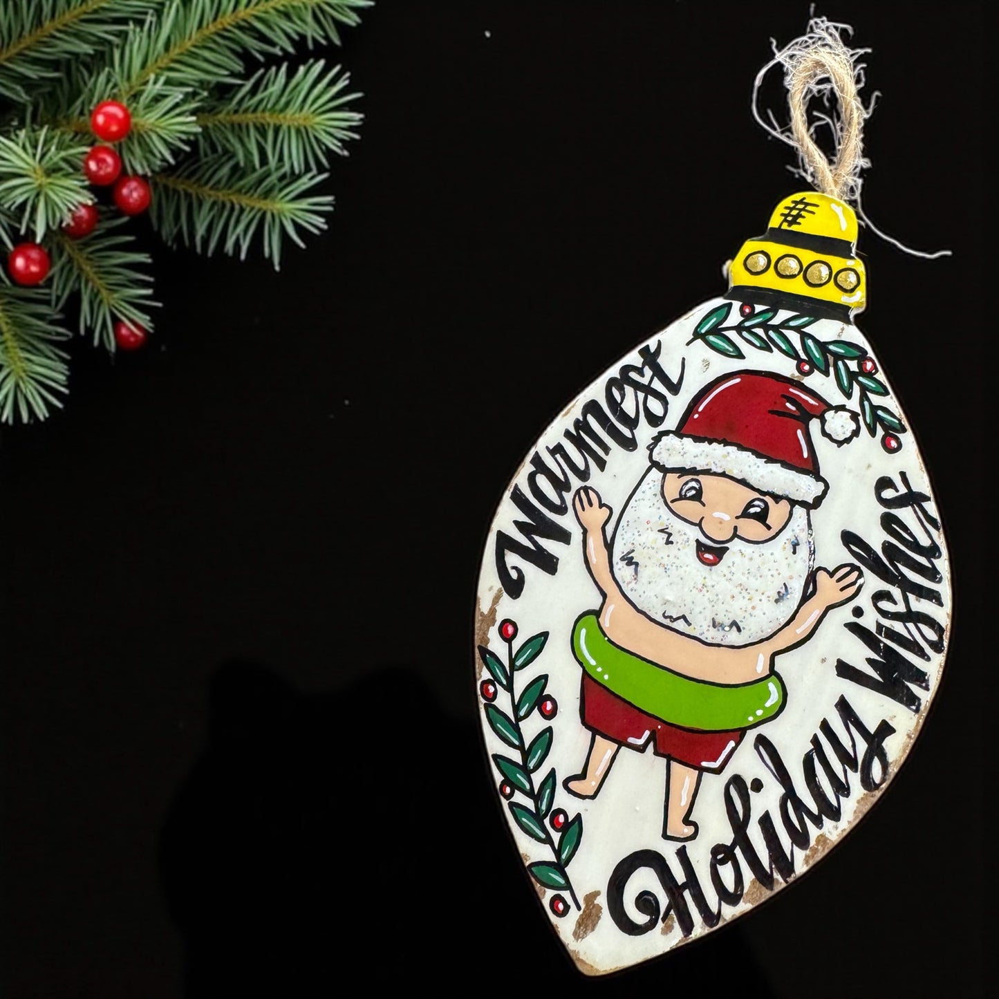 Warmest Holiday Wishes Ornament – Santa’s On Vacation! 🎅🌴