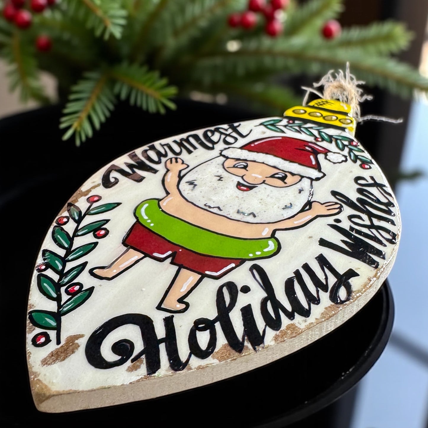 Warmest Holiday Wishes Ornament – Santa’s On Vacation! 🎅🌴