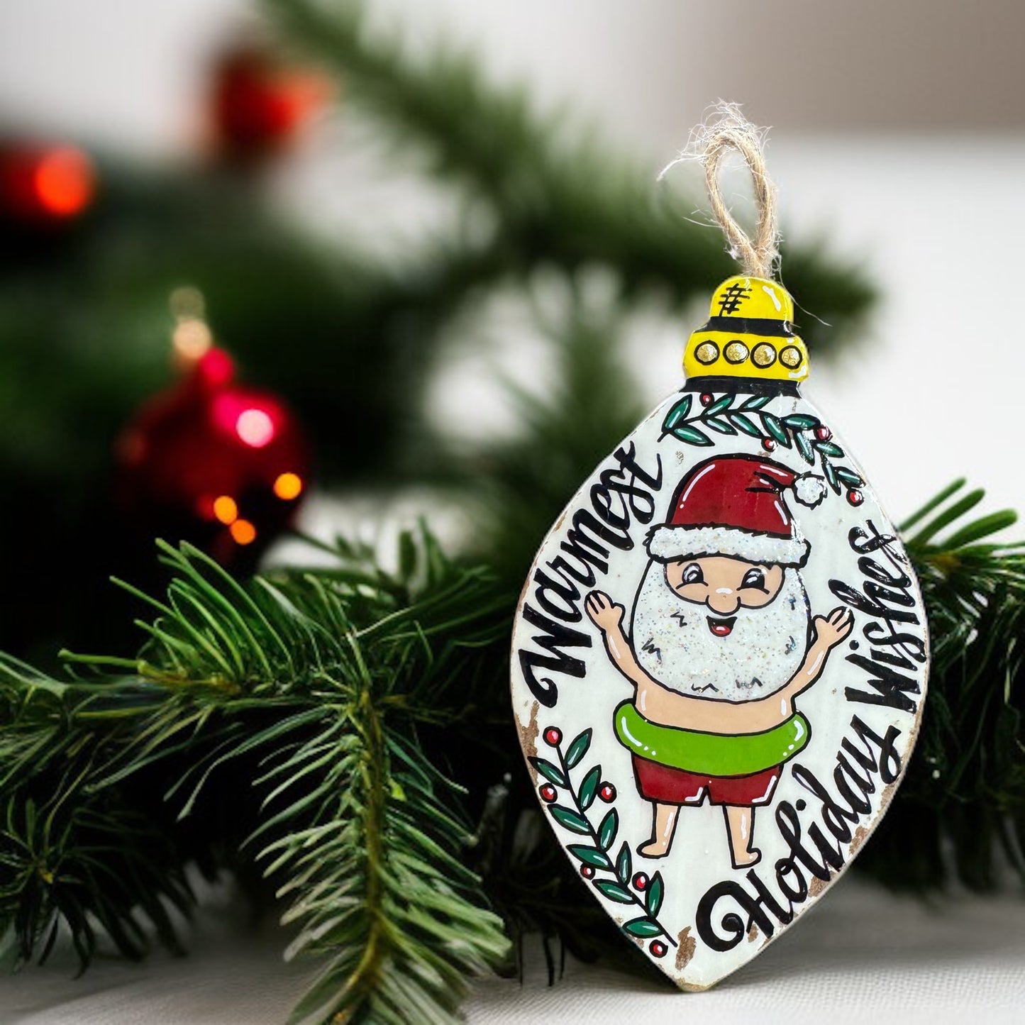 Warmest Holiday Wishes Ornament – Santa’s On Vacation! 🎅🌴