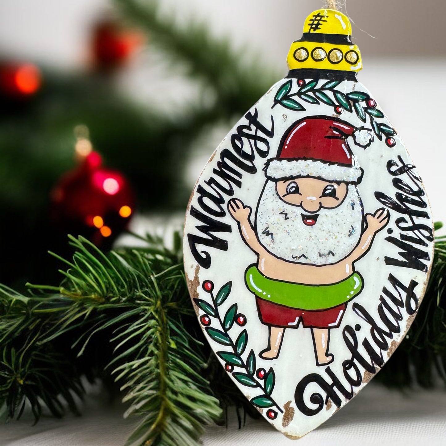 Warmest Holiday Wishes Ornament – Santa’s On Vacation! 🎅🌴