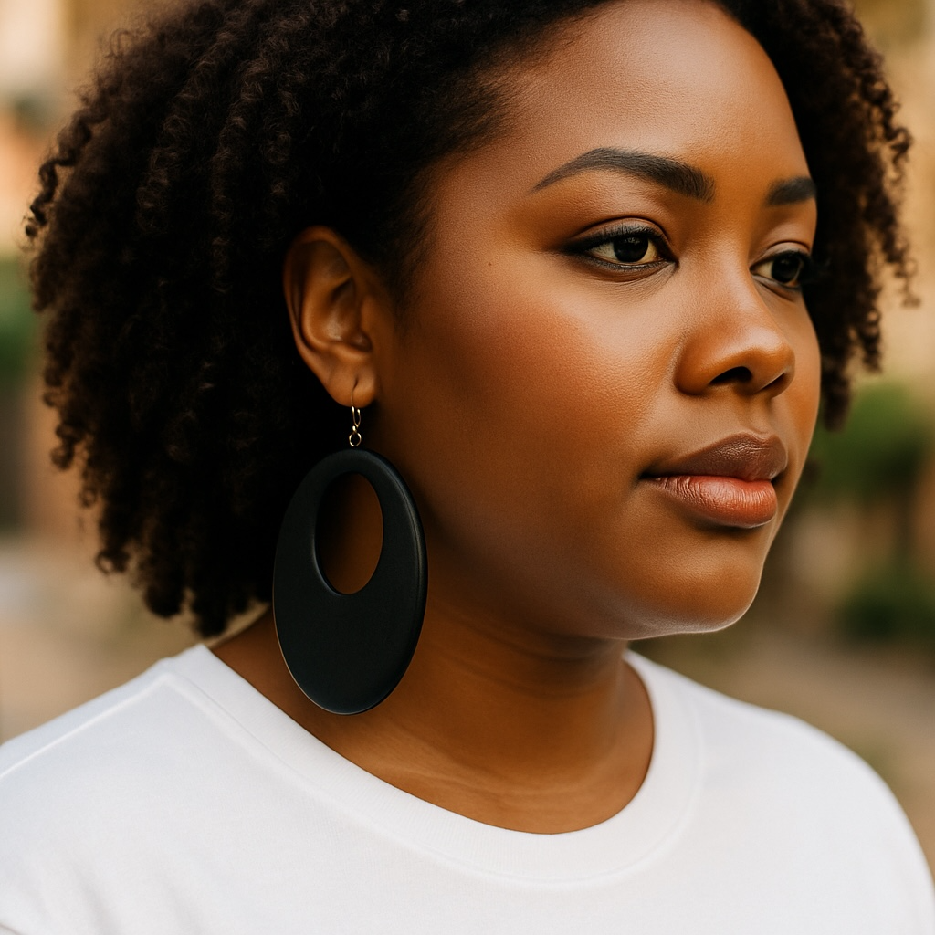 Go Big & Boho: Black Wooden Oval Dangle Earrings - Rhythms of Grace Creative