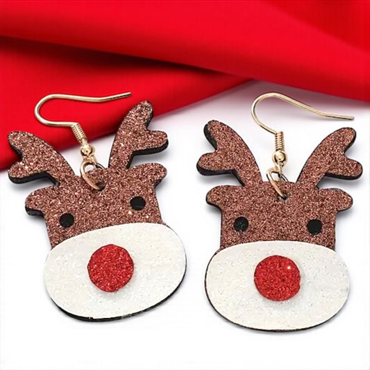 Dazzle and Delight: Glitter Reindeer Dangle Earrings! 🎉