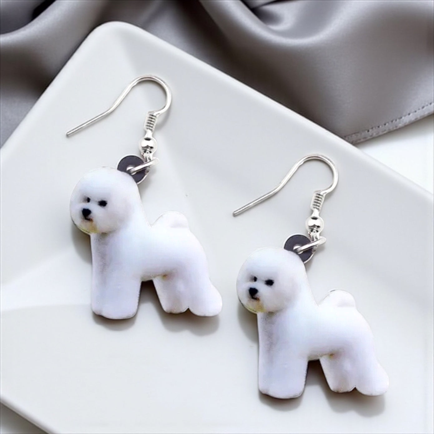 Bichon Frise Dangle Earrings: Flaunt Your Furbaby Love! 🐾