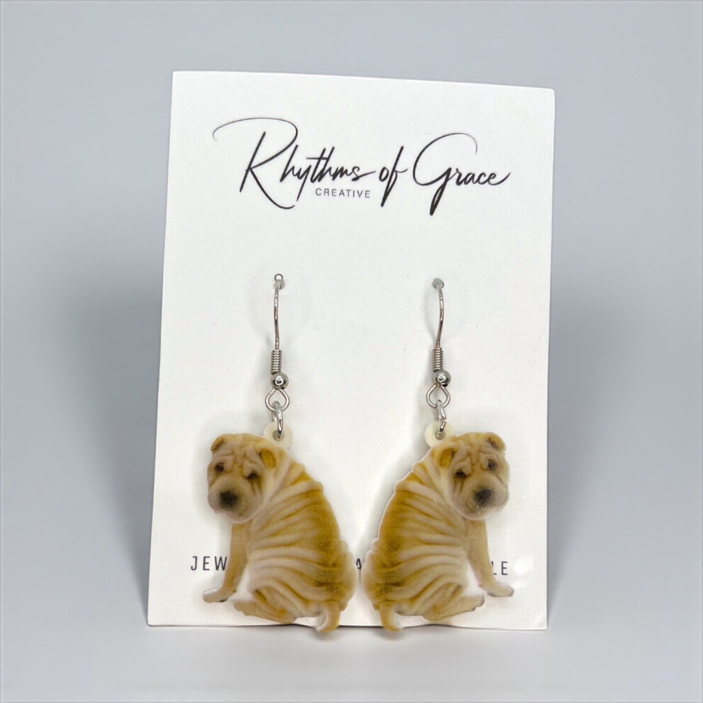 Wagging Wrinkles: Playful Shar Pei Earrings!