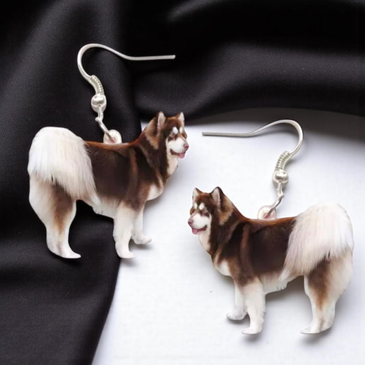 Furry Fashion: Adorable Siberian Husky Earrings for Dog Devotees!