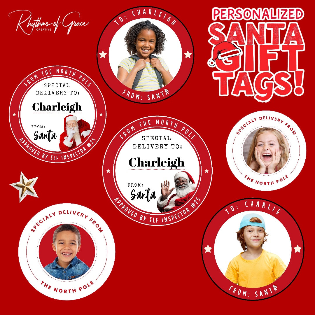 Personalized Santa Gift Tags – Custom North Pole Express Labels, Waterproof Christmas Stickers, Santa’s Workshop & Holiday Name Tags