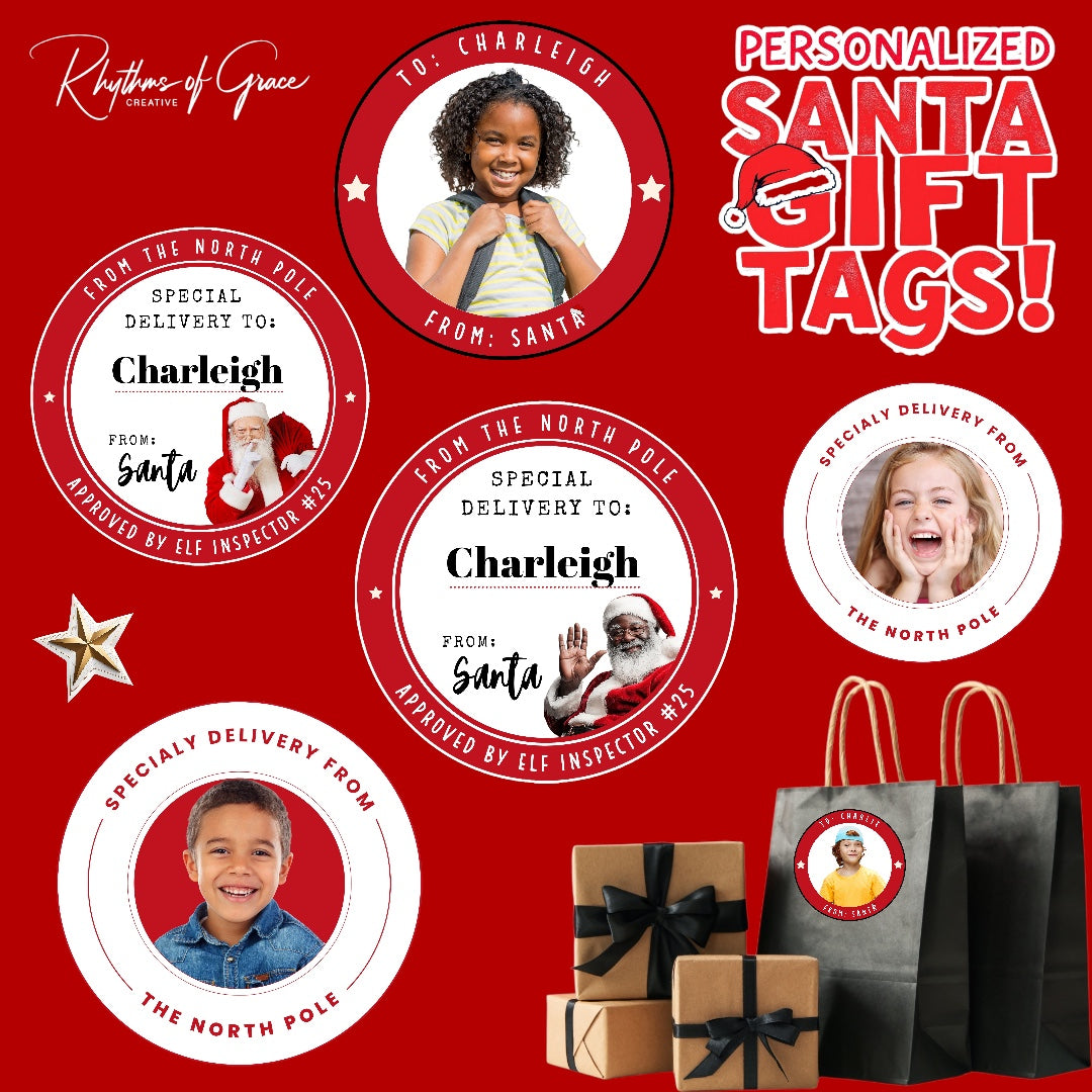 Personalized Santa Gift Tags – Custom North Pole Express Labels, Waterproof Christmas Stickers, Santa’s Workshop & Holiday Name Tags