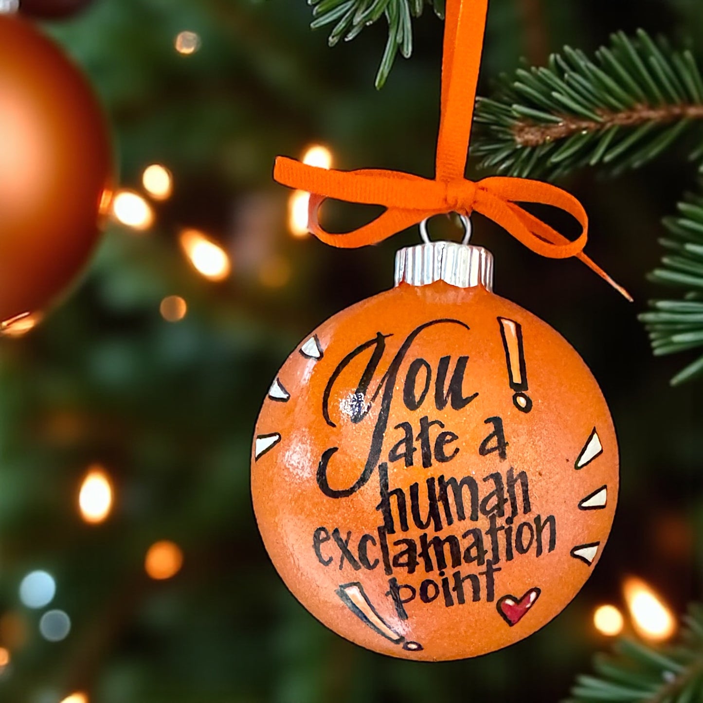 Handpainted Custom Ornament: Celebrate Your Human Exclamation Point!