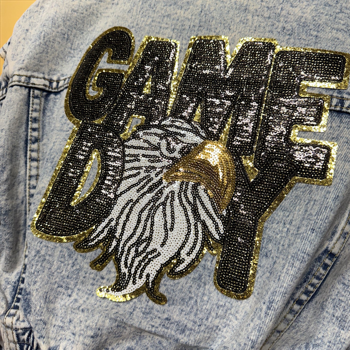 Fly High in Style: Eagles Game Day Sequin Jean Jacket