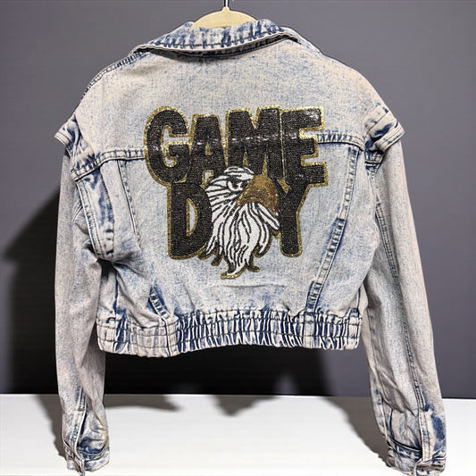 Fly High in Style: Eagles Game Day Sequin Jean Jacket