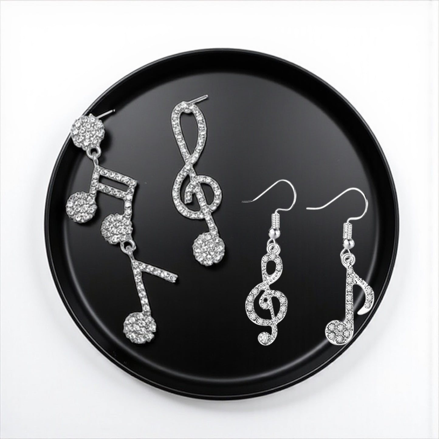 Sparkle & Shine: Rhinestone Musical Notes Dangle Earrings 🎶
