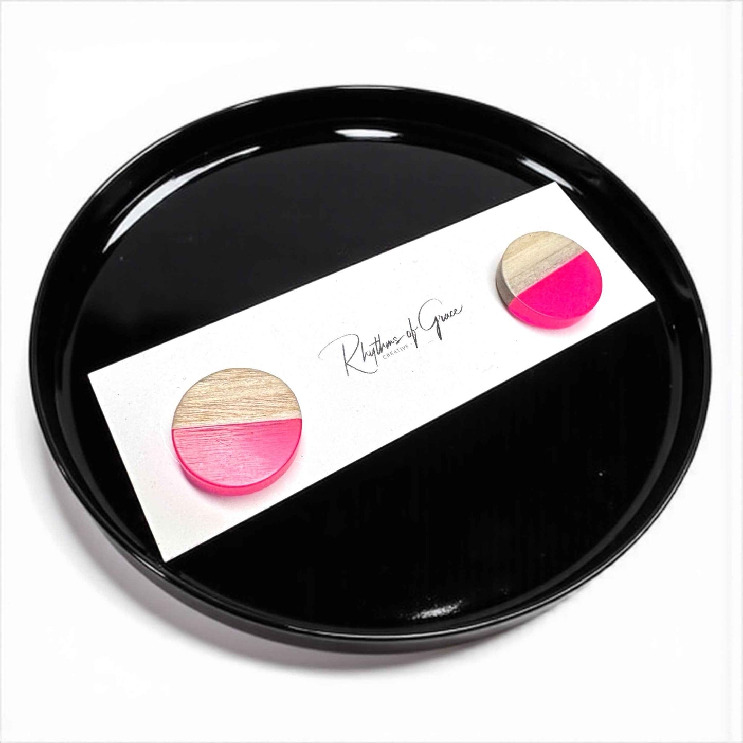 Pink & Tan Perfection – Modern Stud Earrings 💖