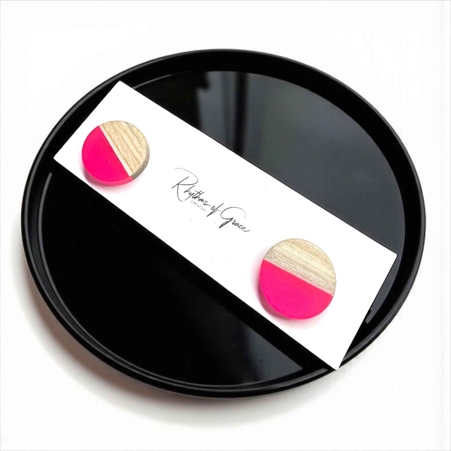 Pink & Tan Perfection – Modern Stud Earrings 💖