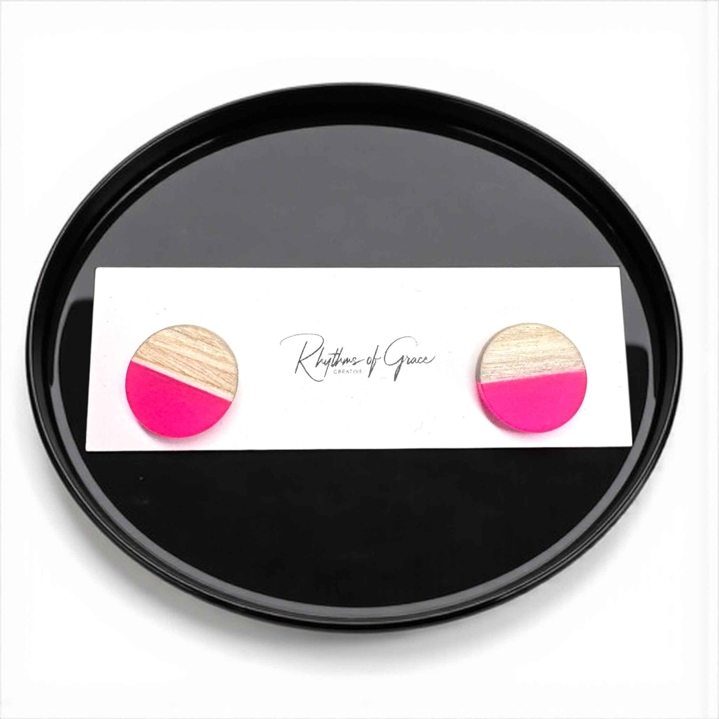 Pink & Tan Perfection – Modern Stud Earrings 💖