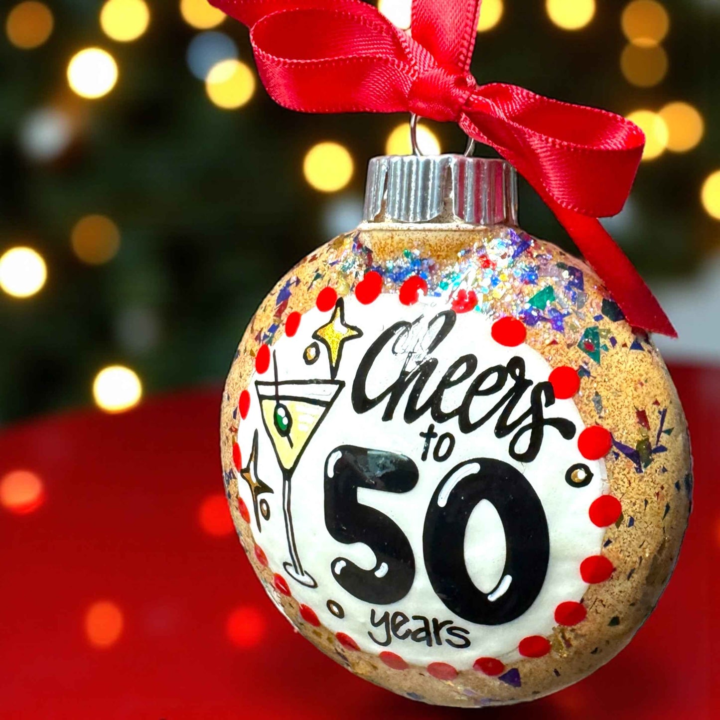 "Cheers to 50 Years!" Hand-Painted Ornament | 50th Birthday & Anniversary Gift