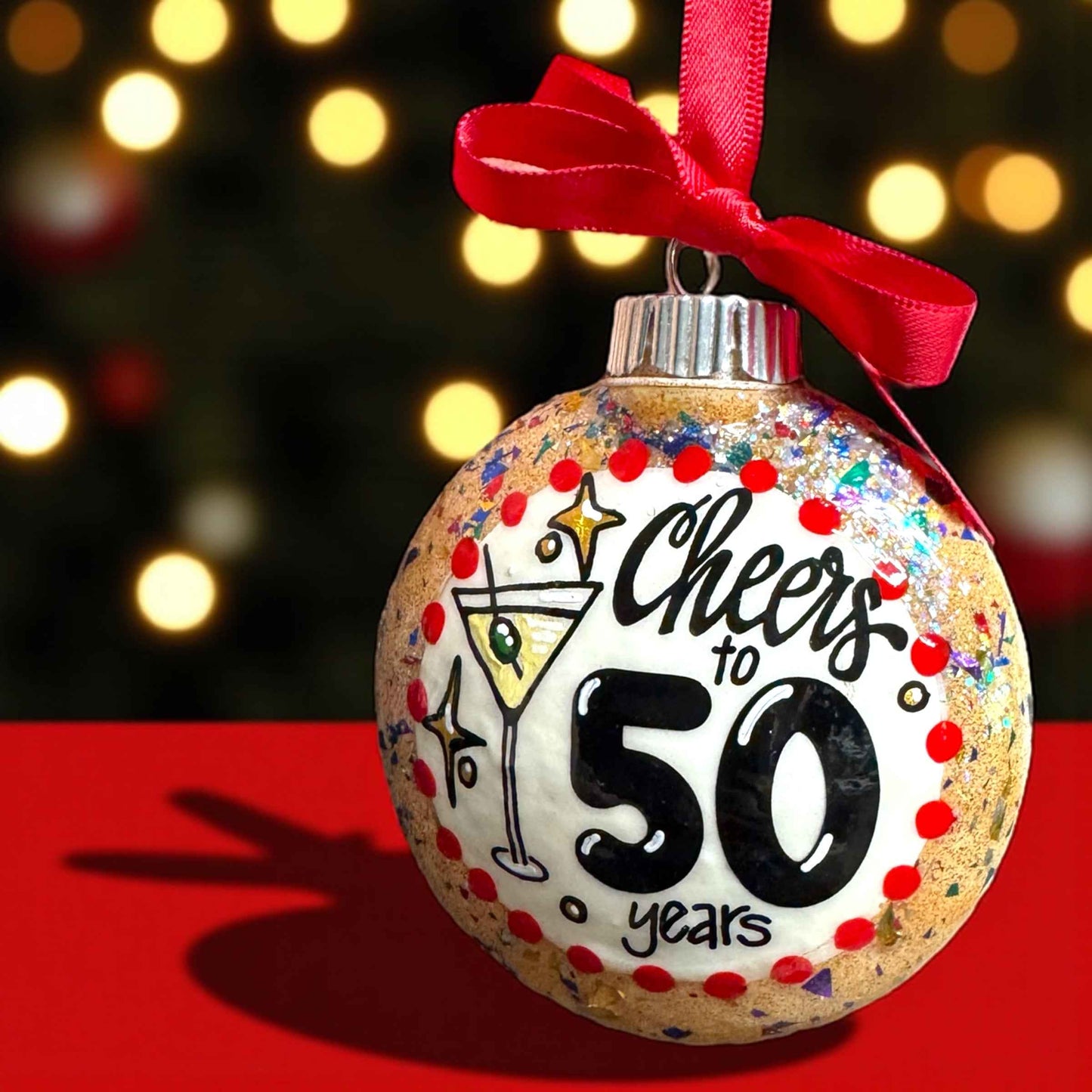 "Cheers to 50 Years!" Hand-Painted Ornament | 50th Birthday & Anniversary Gift