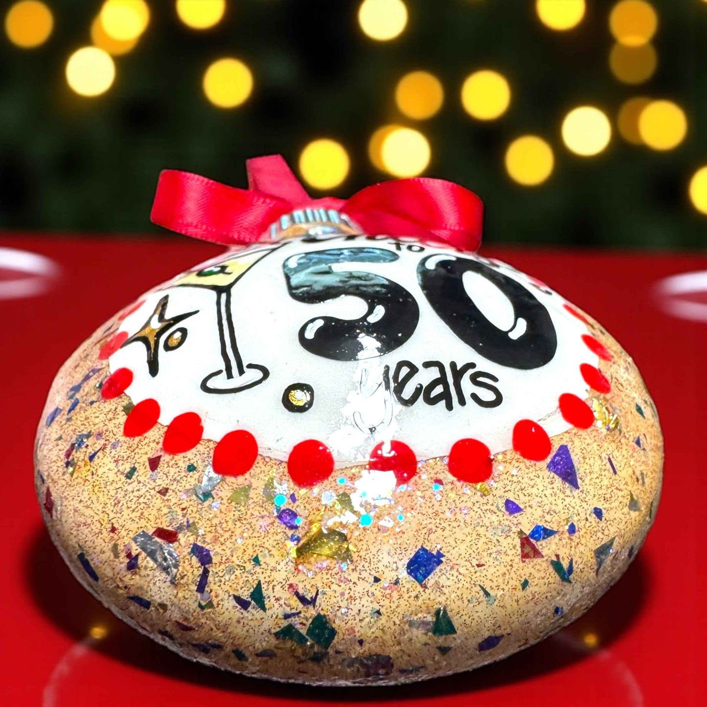 "Cheers to 50 Years!" Hand-Painted Ornament | 50th Birthday & Anniversary Gift