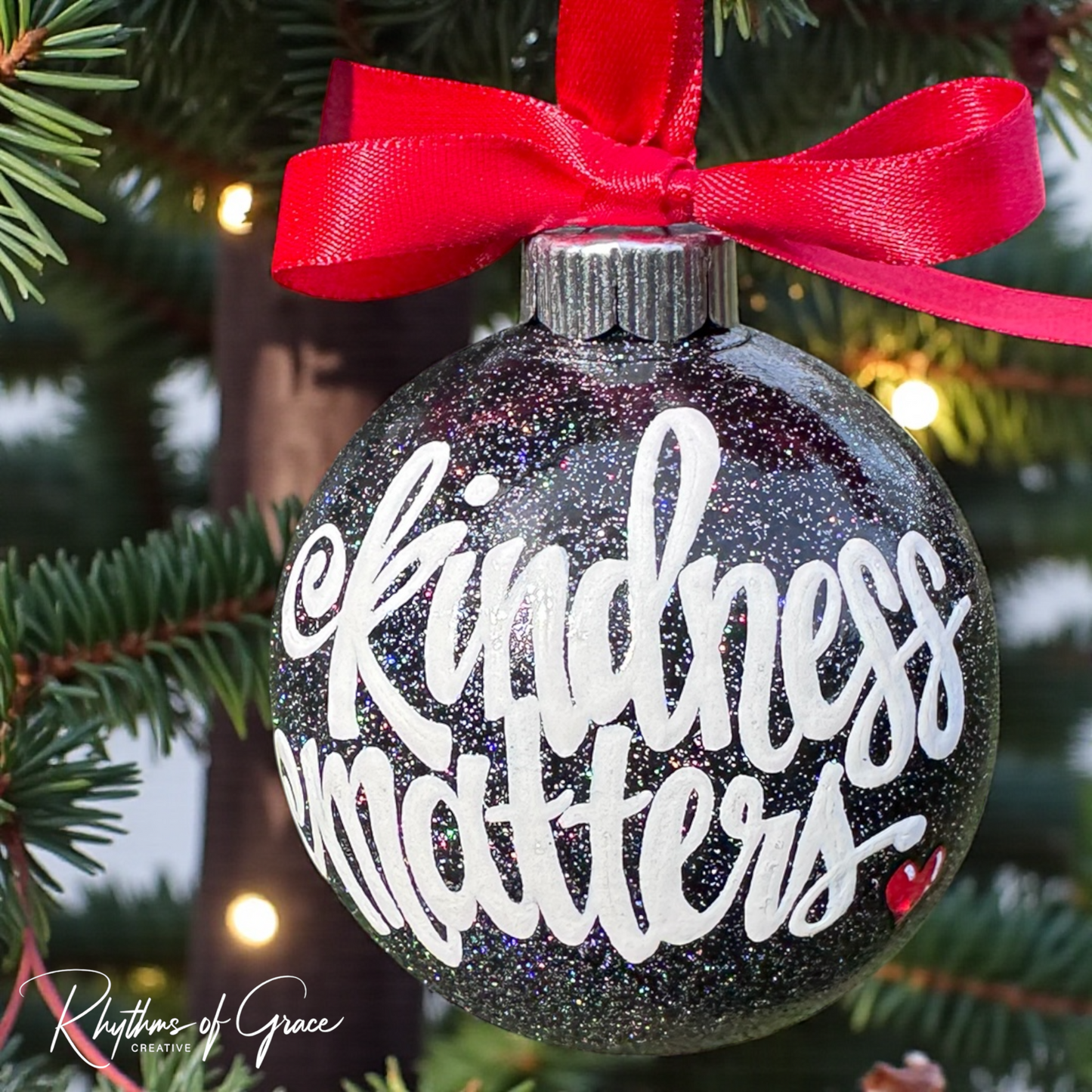 Kindness Matters Ornament – Hand-Painted Thank You Christmas Ornament, Personalized Holiday Keepsake Gift