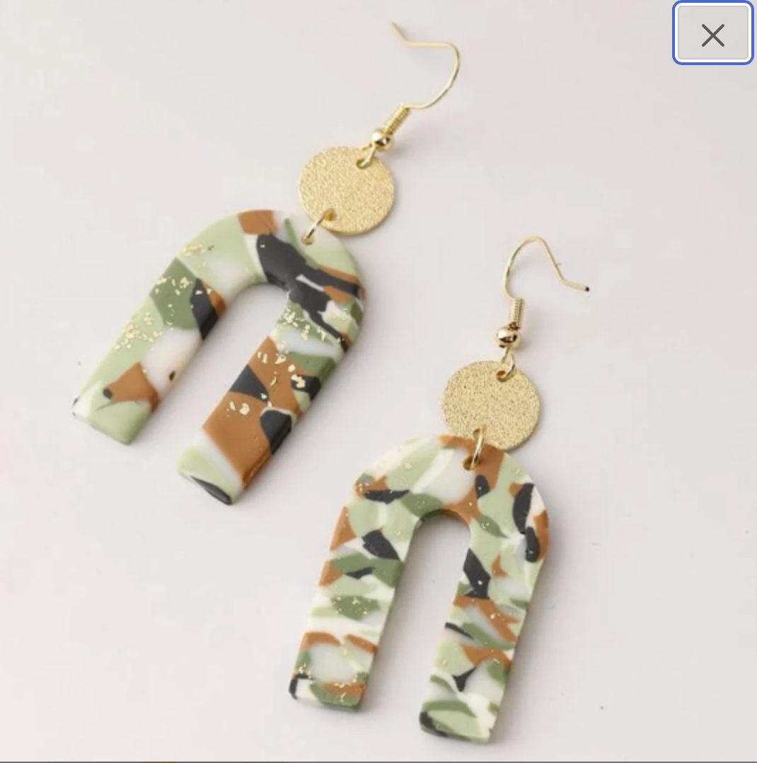 Camo Drop Earrings - Camouflage Earrings, Hunter Green, Hunting Accessories Camping Earrings, Sportsman Paradise, Country Princess, Adventure Seeker - Rhythms of Grace Creative