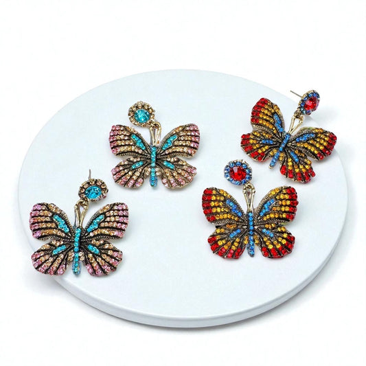 Flutter into Elegance with Our Rhinestone Butterfly Earrings! 🦋