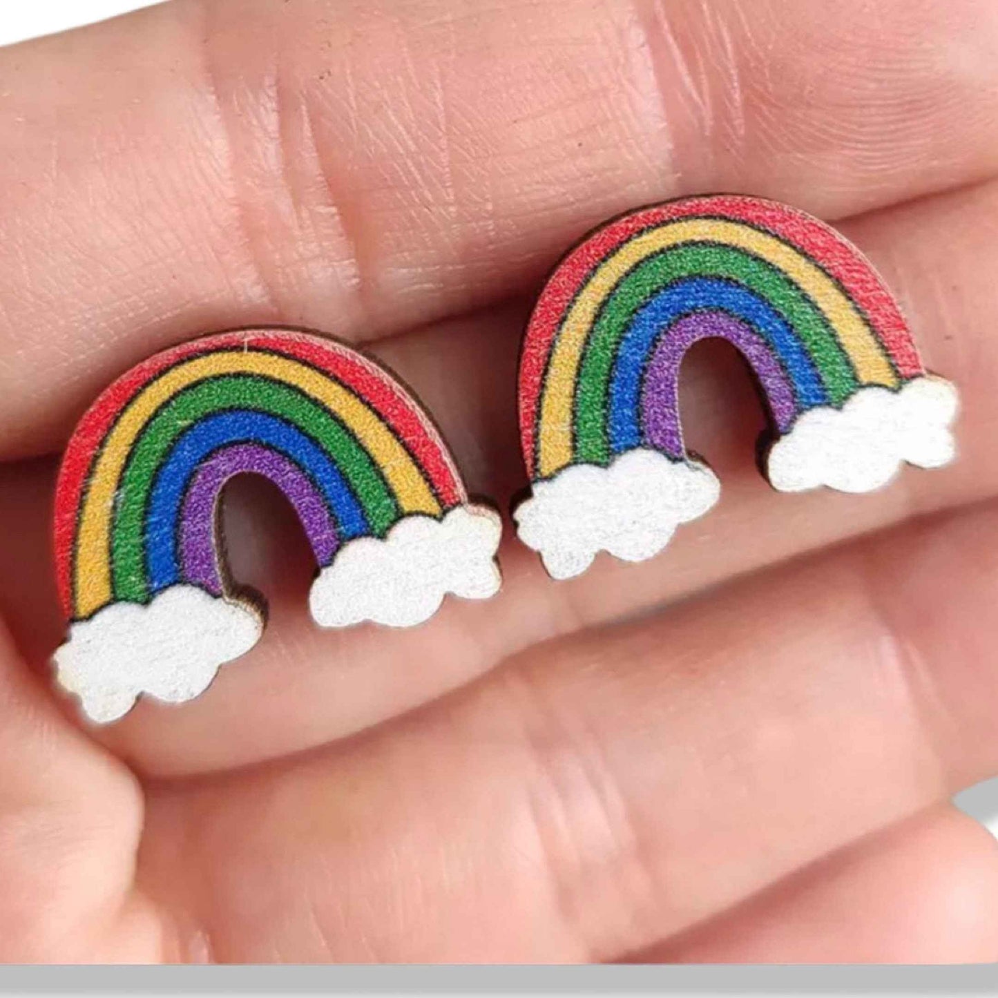 Rainbow Radiance: Handmade Wooden Studs for Every Occasion!