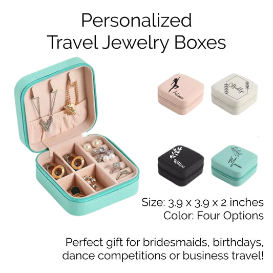 Personalized Travel Jewelry Box - Custom Bridesmaids Gift, Personalized Birthday Gift, Small Jewelry Storage Container, Business Travel Gift