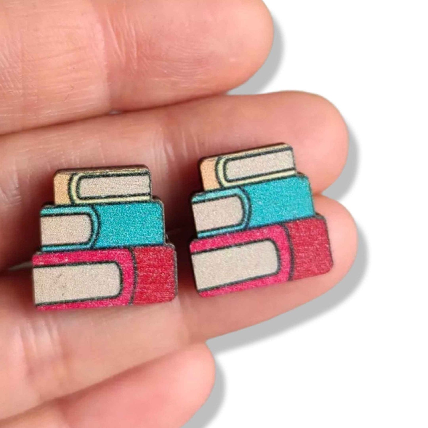 Stack of Books Stud Earrings - Perfect for Book Lovers! 📚