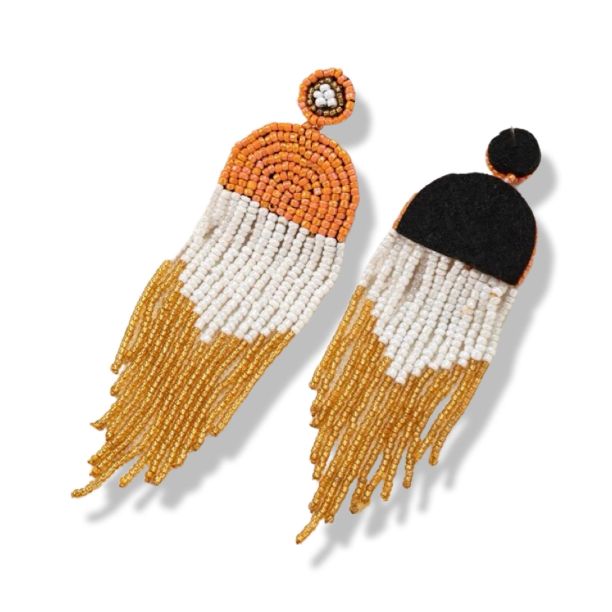 Autumn Beaded Boho Earrings - Handmade Earrings, Bohemian Earrings, Beaded Earrings, Handmade Jewelry, Fall Colors, Orange Earrings