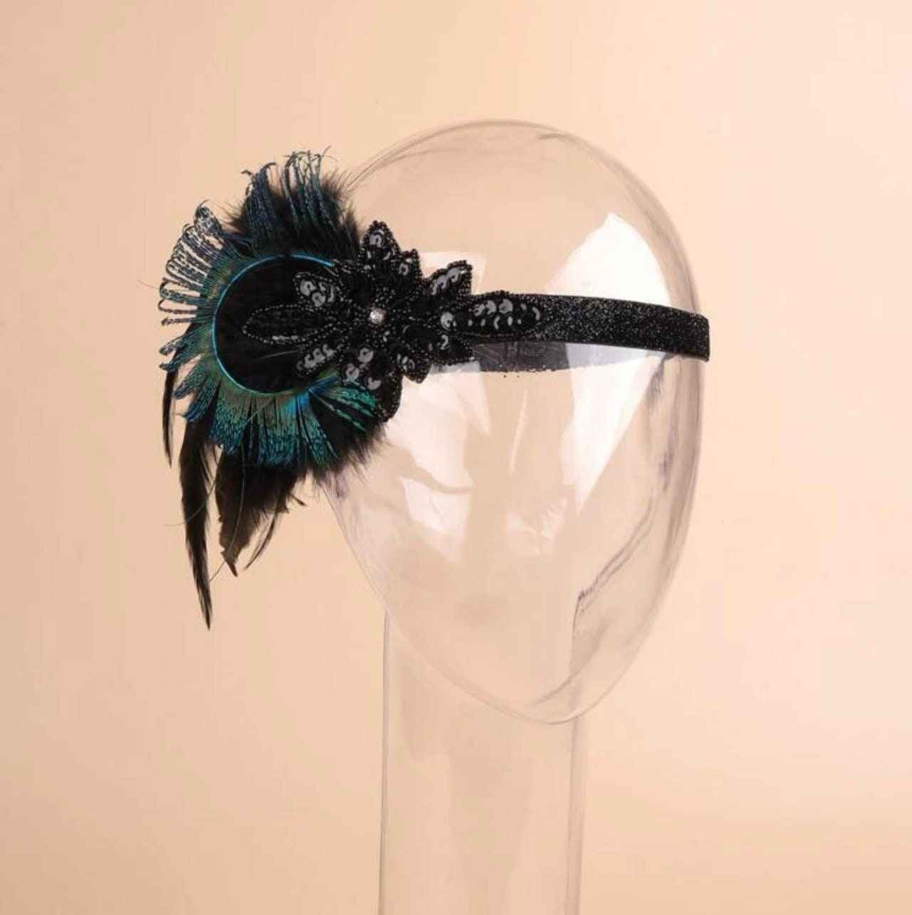 Dazzle & Dance: Peacock Feather & Sequin Halloween Headband