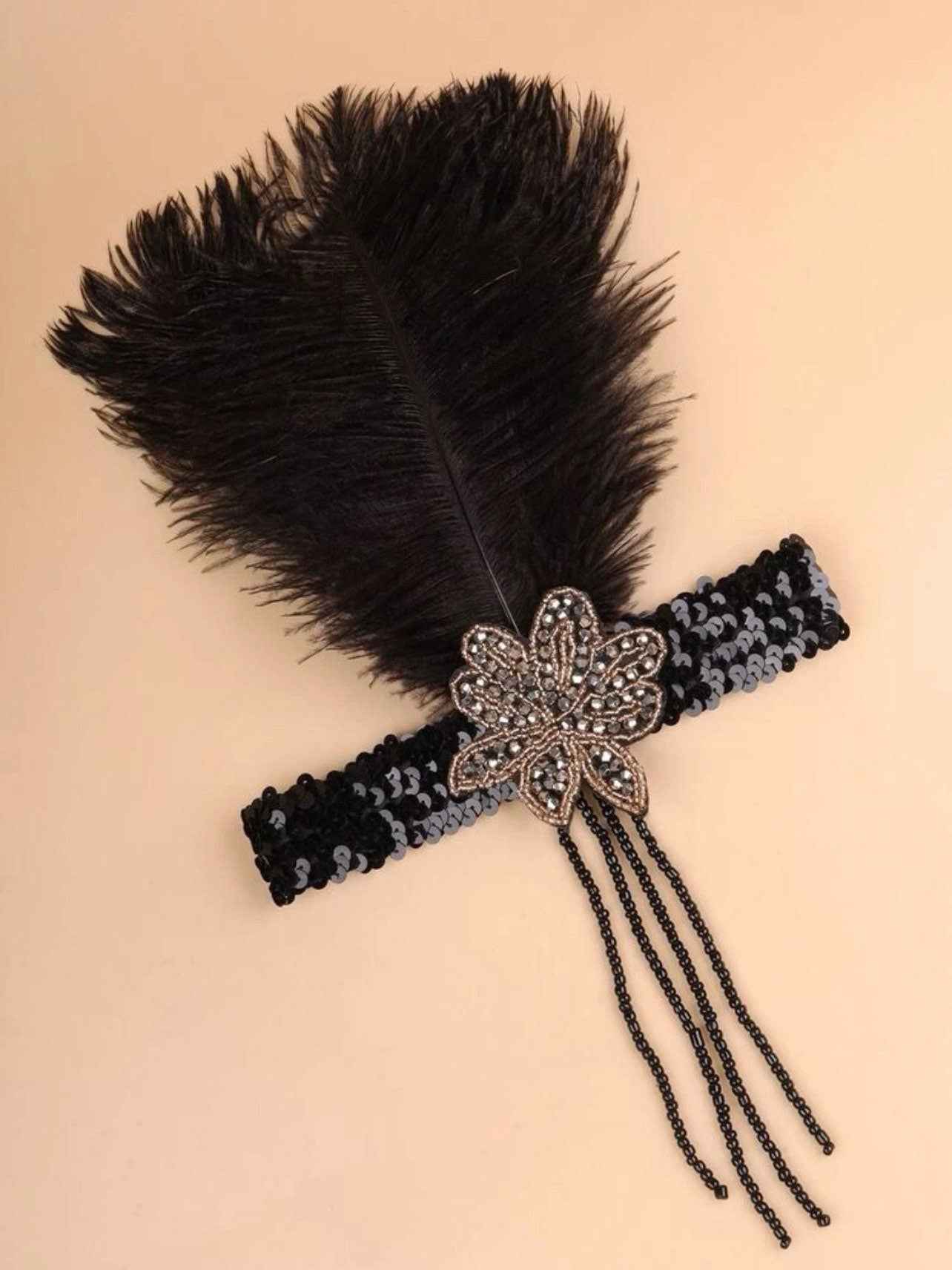 Glamorous Feather and Sequin Headband - Perfect for Halloween and Beyond!