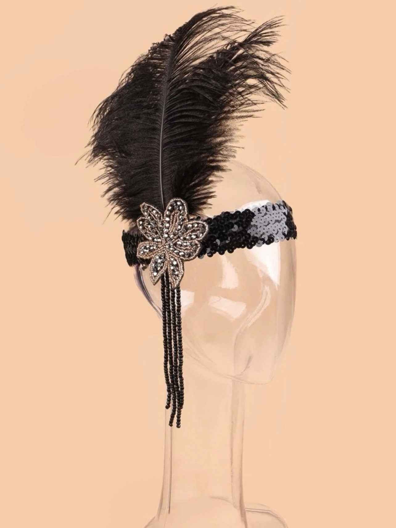 Glamorous Feather and Sequin Headband - Perfect for Halloween and Beyond!