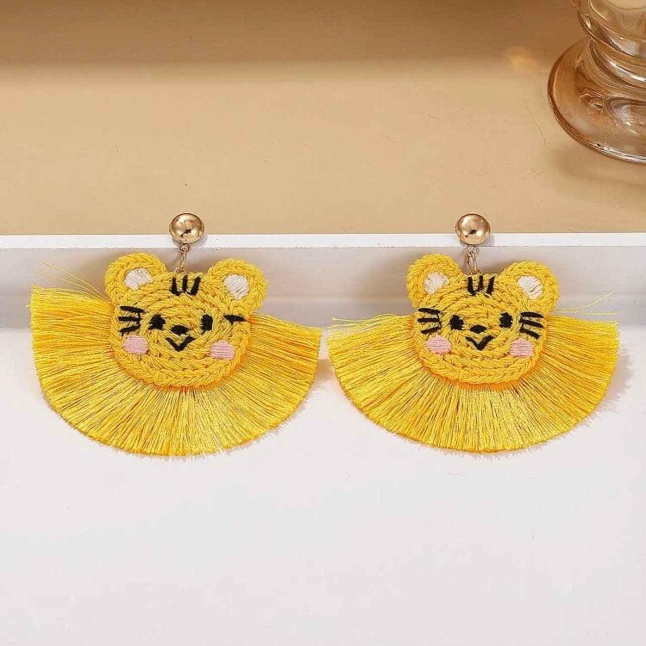Wildly Stylish Tiger Earrings - Handmade Crocheted Animal Jewelry & Accessories!