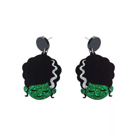 Mrs Frankenstein Earrings - Halloween Jewelry, Handmade Earrings, Handmade Jewelry, Halloween Jewelry, Bride of Frankenstein, Monster Mash