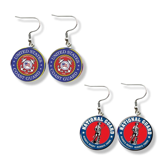 Military Mom Earrings - Handmade Jewelry, Coast Guard Earrings, Handmade Earrings, National Guard Earrings, Military Earrings, Military Gift