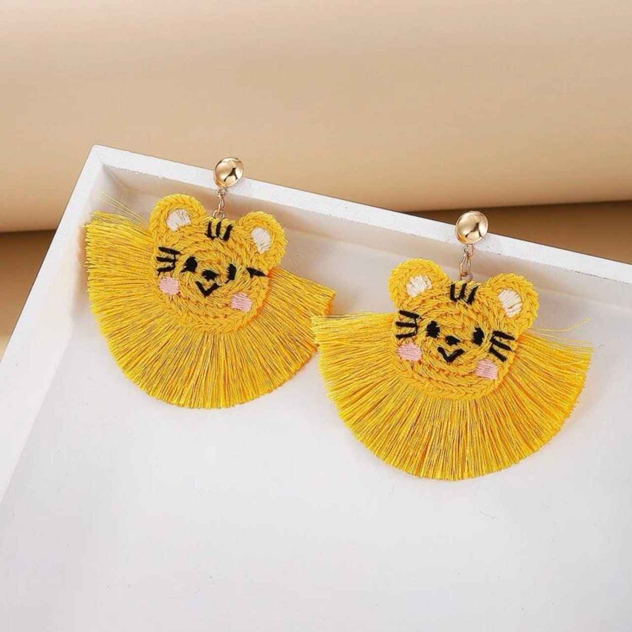Wildly Stylish Tiger Earrings - Handmade Crocheted Animal Jewelry & Accessories!