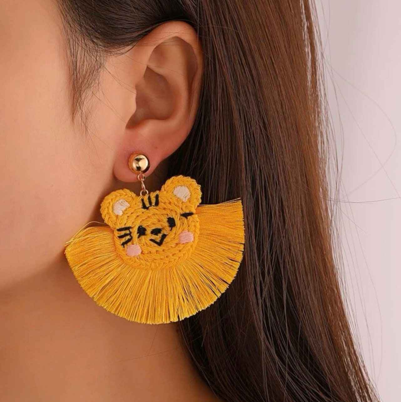 Wildly Stylish Tiger Earrings - Handmade Crocheted Animal Jewelry & Accessories!