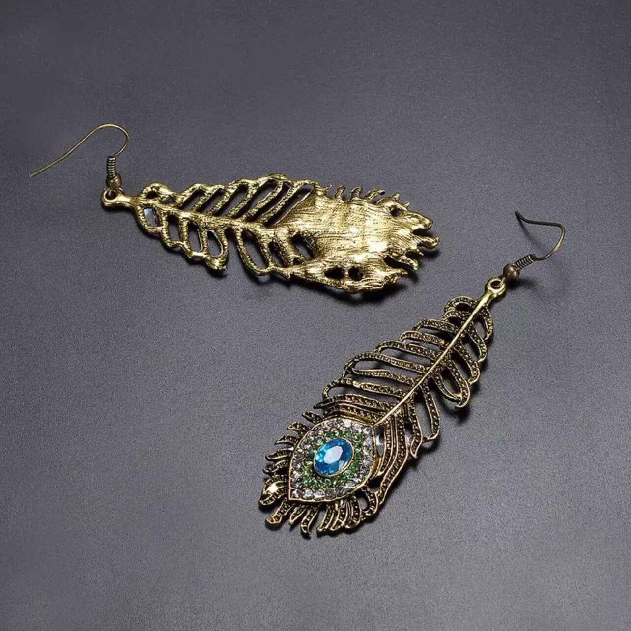 Feathered Sparkle: Stunning Peacock Dangle Earrings – Flutter into Style!