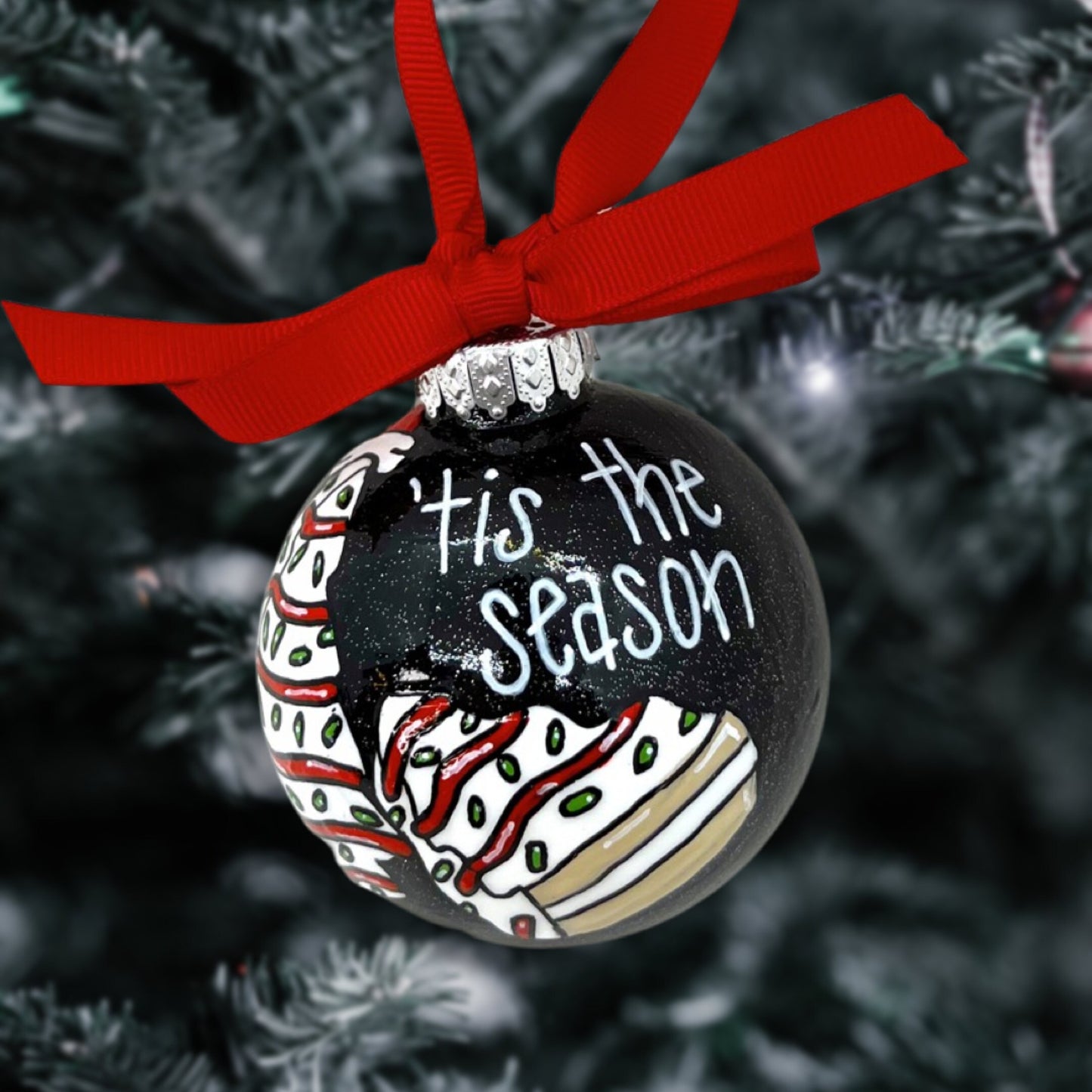 Tis the Season Ornament - Christmas Tree Cake, Christmas Ornament, Holiday Ornament, Looking Like a Snack, Christmas Cake, Ornament Exchange - Rhythms of Grace Creative