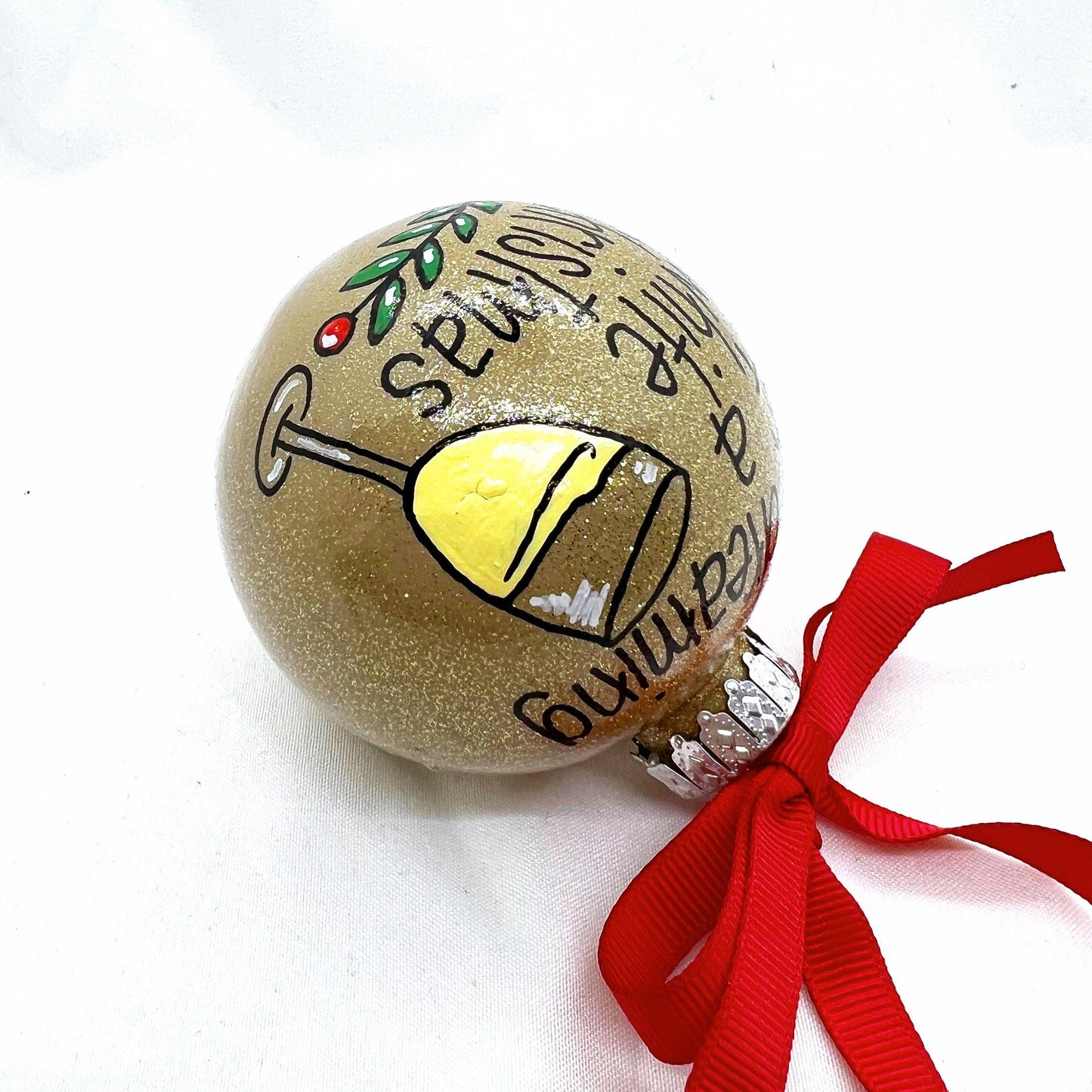 I'm Dreaming of a White Christmas Ornament - White Wine, Christmas Ornament, Holiday Ornament, Wine Glass, Ornament Exchange, Wine Lover - Rhythms of Grace Creative