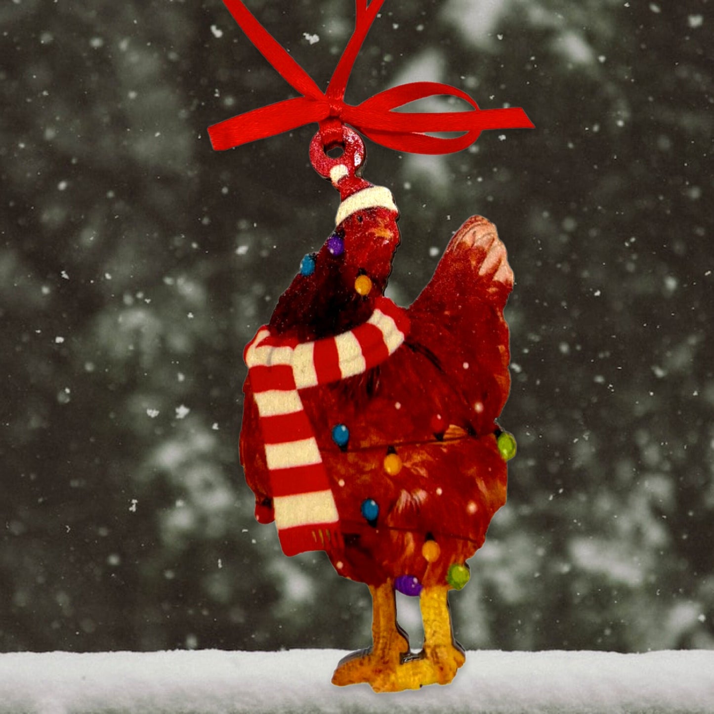 Cluckin' Cute 2024 Red Rooster Christmas Ornament - Personalize Your Holiday Cheer! - Rhythms of Grace Creative