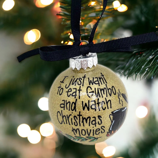 Gumbo Ornament - Watching Hallmark Movies,  Louisiana Ornament, Christmas Ornament, Holiday Ornament, Ornament Exchange, Cajun Ornament - Rhythms of Grace Creative