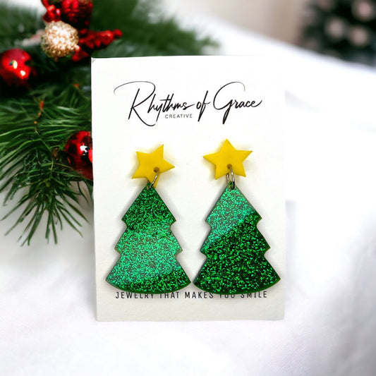 Dazzle This Holiday Season with Rhinestone Christmas Tree Earrings! 🎄 - Rhythms of Grace Creative