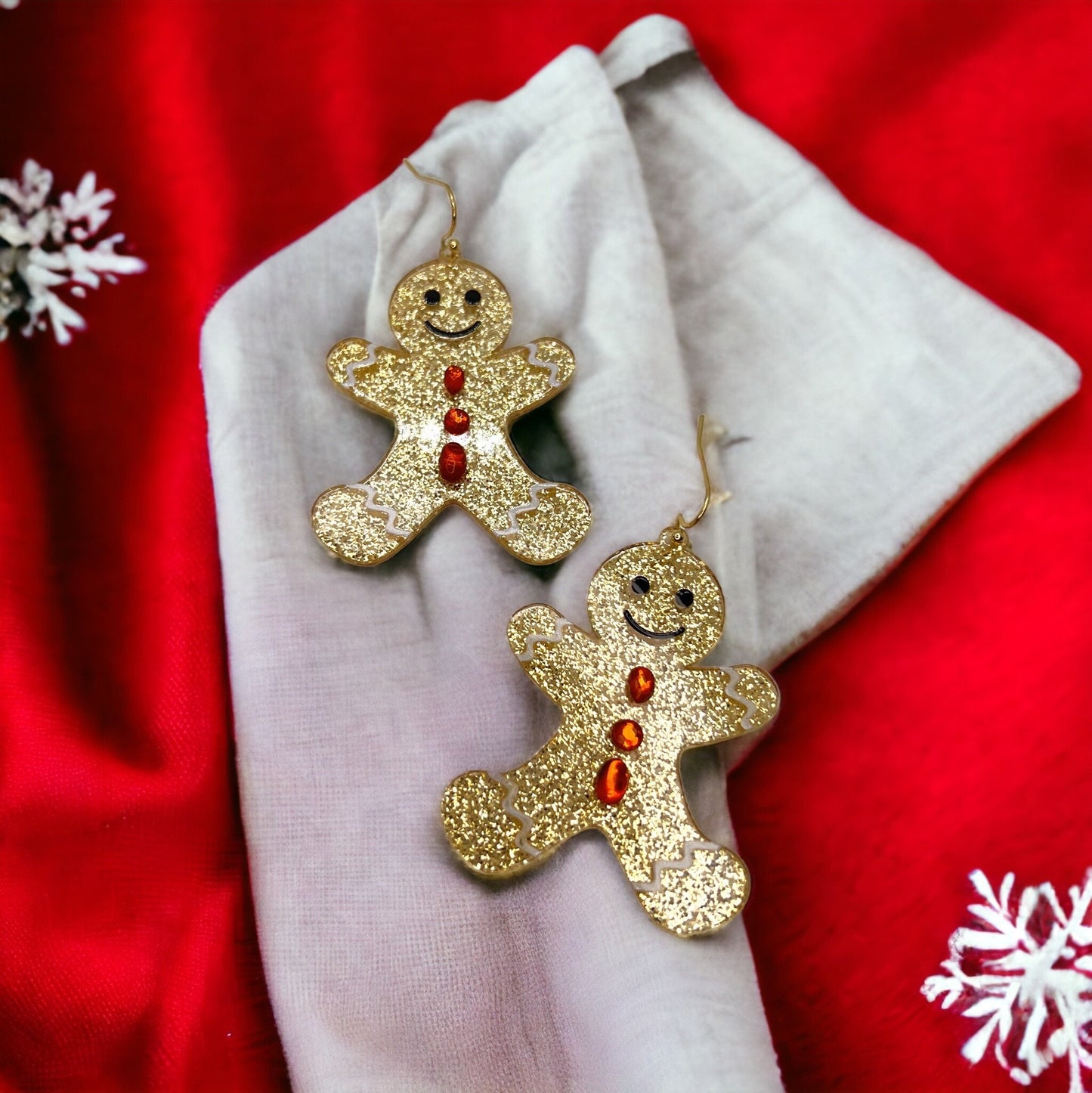 Gingerbread Man Earrings, Gingerbread Earrings, Christmas Earrings, Christmas Jewelry, Christmas Jewelry, Handmade Earrings, Cookie Earrings - Rhythms of Grace Creative