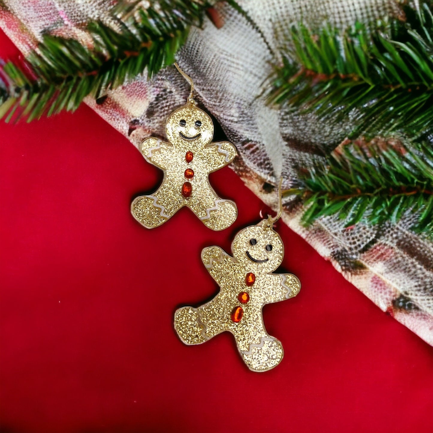 Gingerbread Man Earrings, Gingerbread Earrings, Christmas Earrings, Christmas Jewelry, Christmas Jewelry, Handmade Earrings, Cookie Earrings - Rhythms of Grace Creative