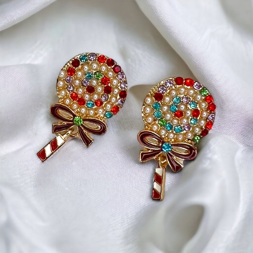 Lollipop Earrings, Christmas Candy, Christmas Earrings, Christmas Jewelry, Christmas Jewelry, Handmade Earrings, Lollipop Jewelry, Lollipops - Rhythms of Grace Creative