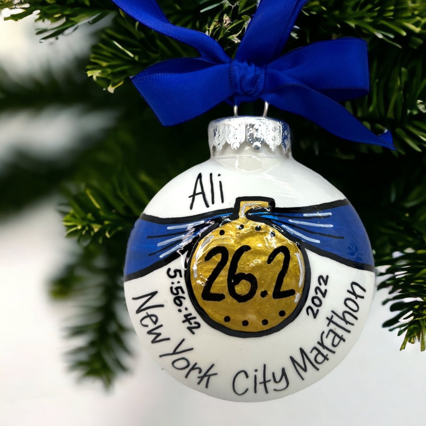 Custom Race Ornament - Marathon Ornament, Triathlon Ornament, Christmas Ornament, Holiday Ornament, Runner Ornament, Running Club, 5K, Race - Rhythms of Grace Creative