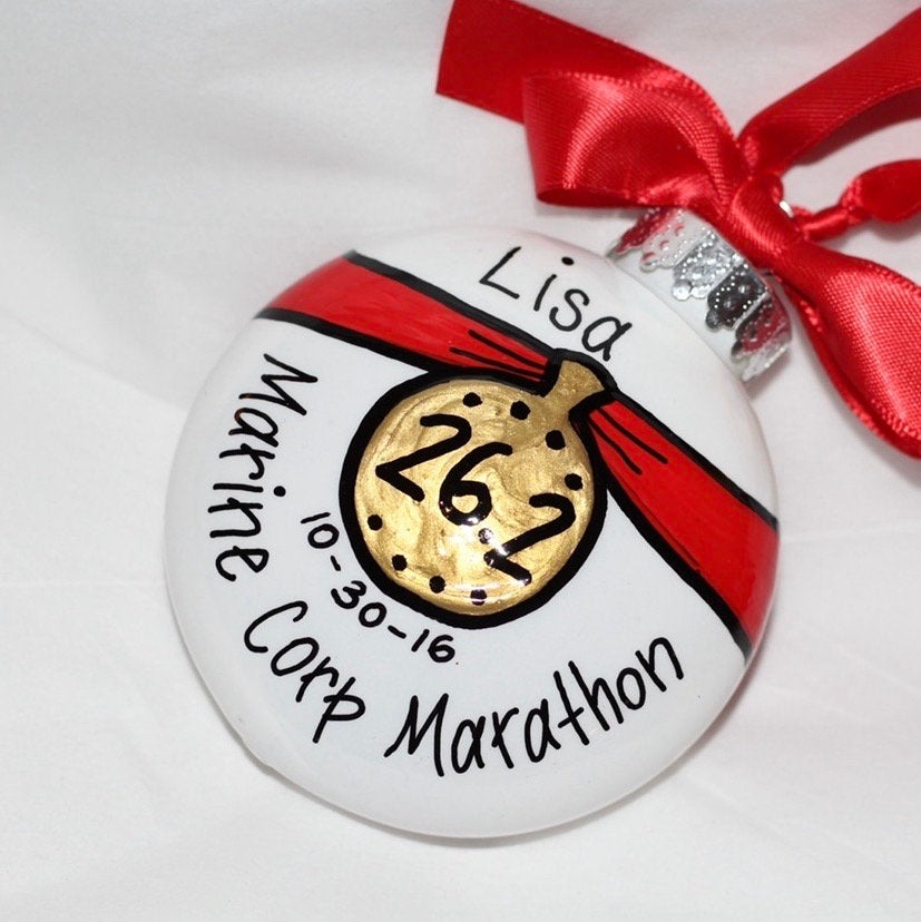 Custom Race Ornament - Marathon Ornament, Triathlon Ornament, Christmas Ornament, Holiday Ornament, Runner Ornament, Running Club, 5K, Race - Rhythms of Grace Creative