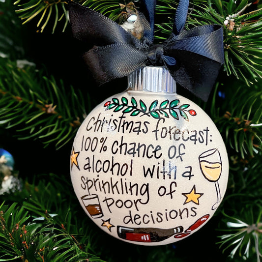 Wine Ornament, Wine Lover, Christmas Ornament, Holiday Ornament, Funny Ornament, Wine Bottle, Cocktail Ornament, Christmas Forecast
